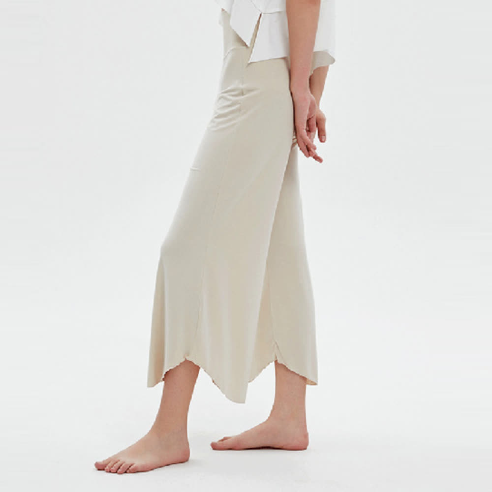 Olivenorma – Einfarbige Yogahose mit hoher Taille und weitem Bein, lockerer Schlag - image 6