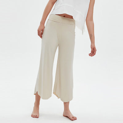 Olivenorma – Einfarbige Yogahose mit hoher Taille und weitem Bein, lockerer Schlag - image 5