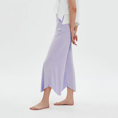 Olivenorma – Einfarbige Yogahose mit hoher Taille und weitem Bein, lockerer Schlag - Lila - L - image 14
