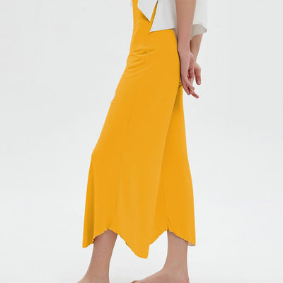 Olivenorma – Einfarbige Yogahose mit hoher Taille und weitem Bein, lockerer Schlag - Gelb - L - image 15