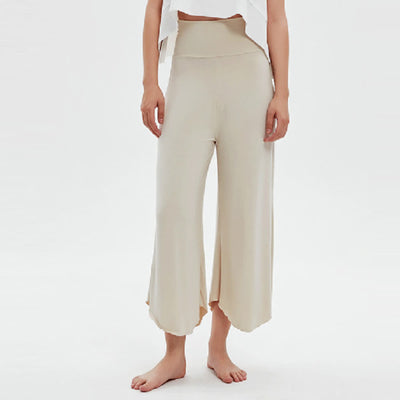 Olivenorma – Einfarbige Yogahose mit hoher Taille und weitem Bein, lockerer Schlag - image 4
