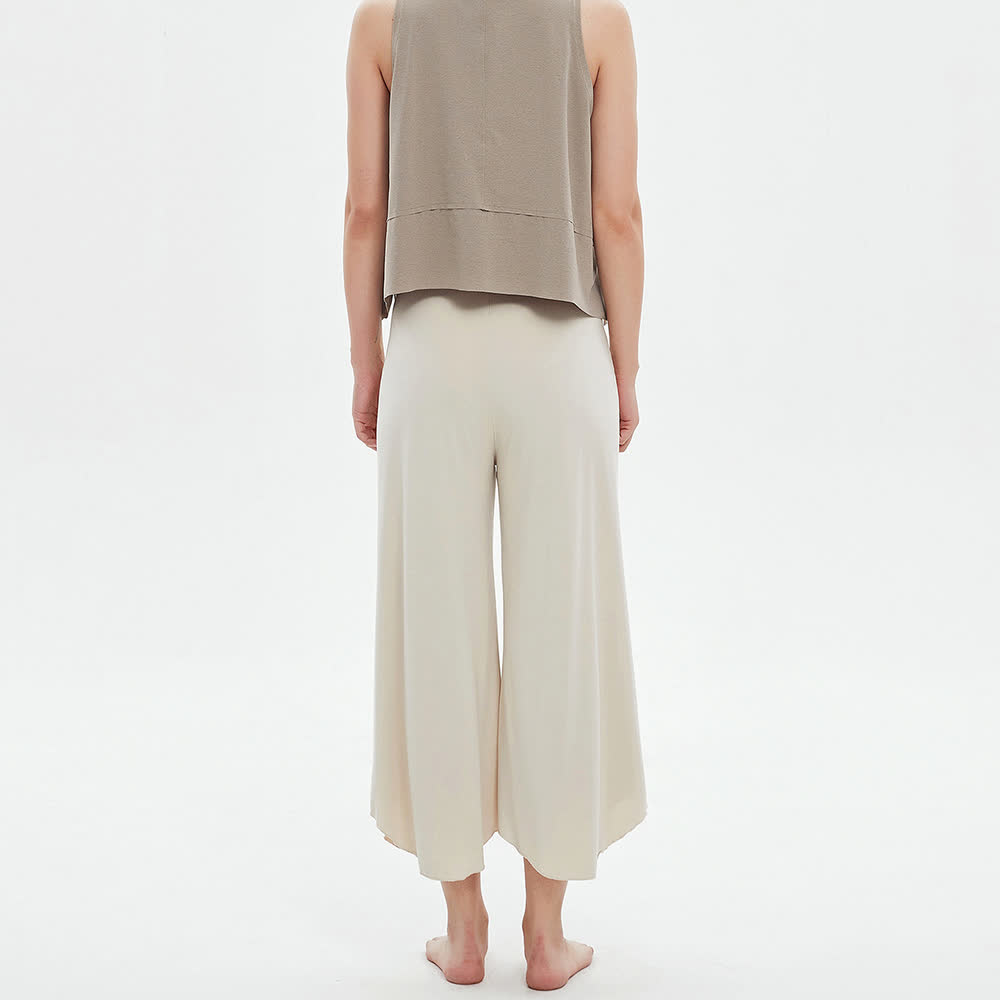 Olivenorma – Einfarbige Yogahose mit hoher Taille und weitem Bein, lockerer Schlag - image 2