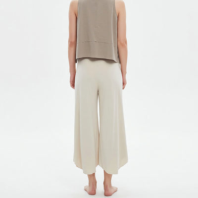 Olivenorma – Einfarbige Yogahose mit hoher Taille und weitem Bein, lockerer Schlag - image 2