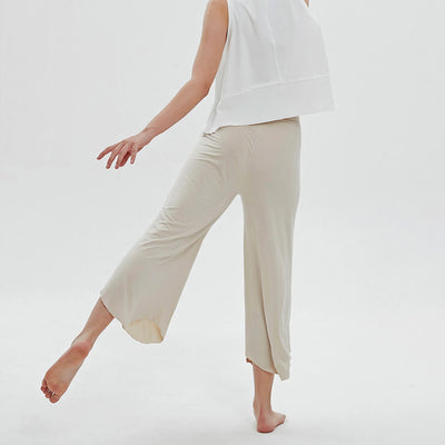 Olivenorma – Einfarbige Yogahose mit hoher Taille und weitem Bein, lockerer Schlag - image 8