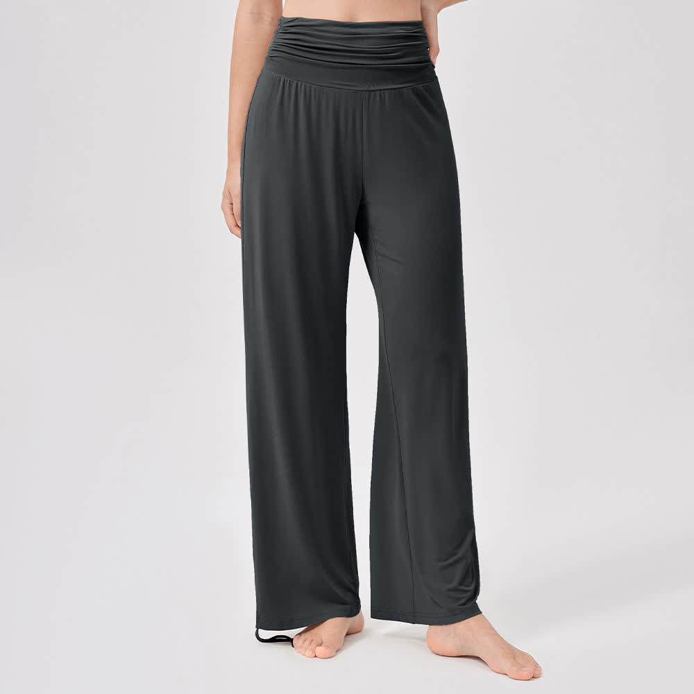 Olivenorma – Yogahose aus Viskose mit hoher Taille und lockerer Passform und Raffung - image 36