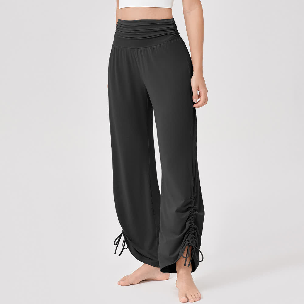 Olivenorma – Yogahose aus Viskose mit hoher Taille und lockerer Passform und Raffung - Schwarz - XL - image 27