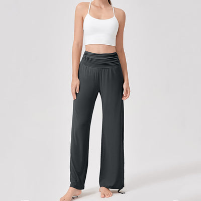 Olivenorma – Yogahose aus Viskose mit hoher Taille und lockerer Passform und Raffung - image 38