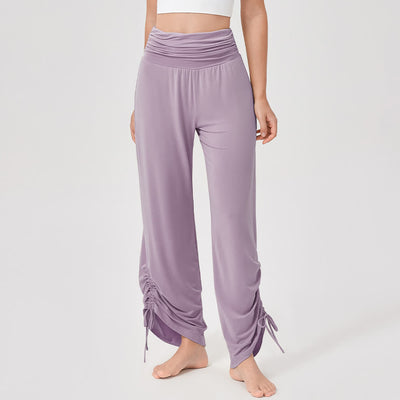 Olivenorma – Yogahose aus Viskose mit hoher Taille und lockerer Passform und Raffung - Lila - XL - image 17