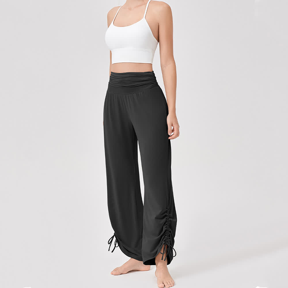 Olivenorma – Yogahose aus Viskose mit hoher Taille und lockerer Passform und Raffung - image 30