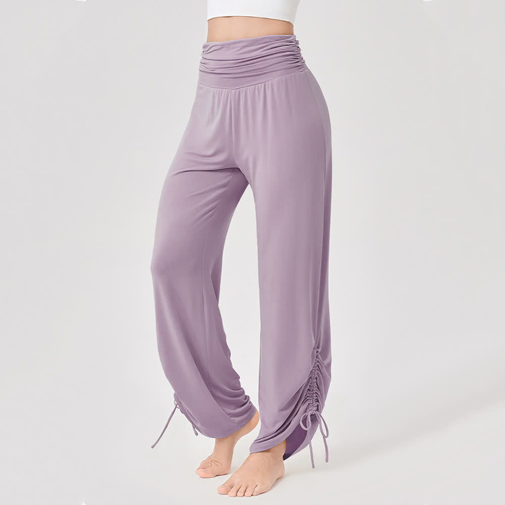 Olivenorma – Yogahose aus Viskose mit hoher Taille und lockerer Passform und Raffung - image 18