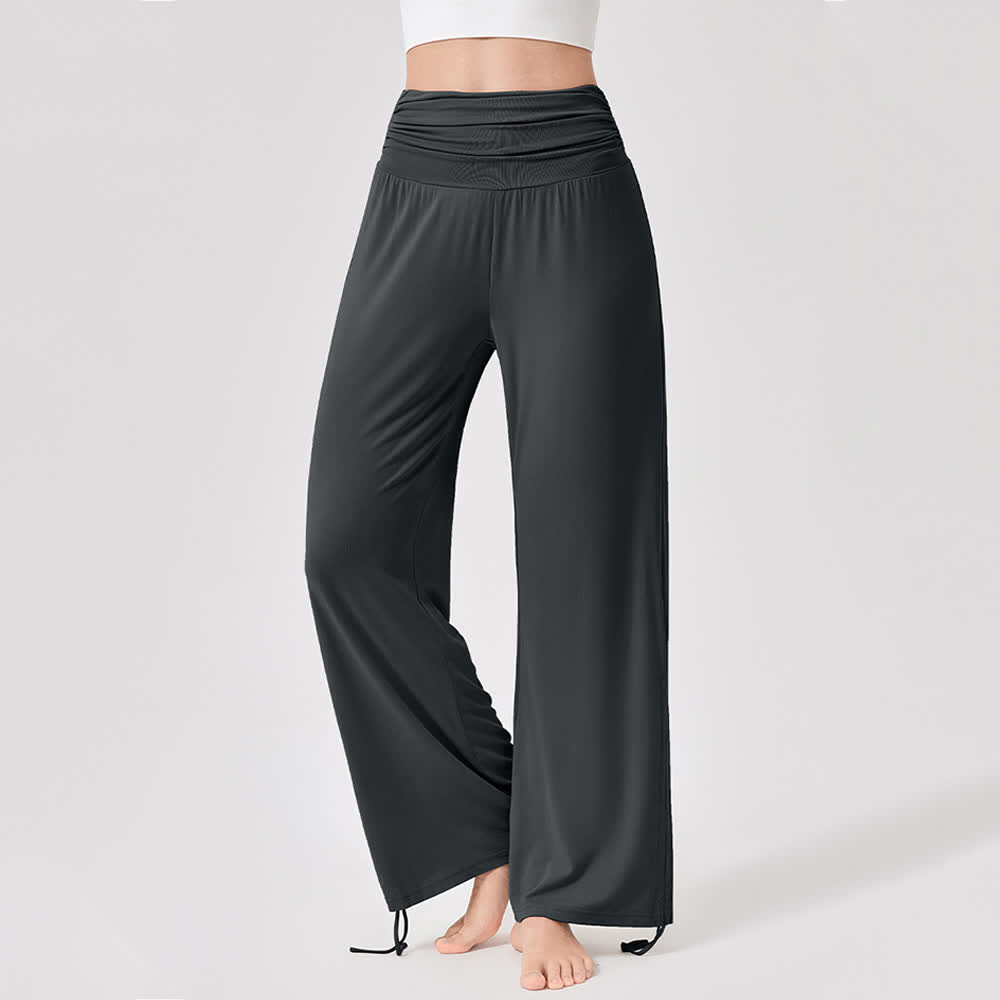 Olivenorma – Yogahose aus Viskose mit hoher Taille und lockerer Passform und Raffung - Grau - XL - image 33