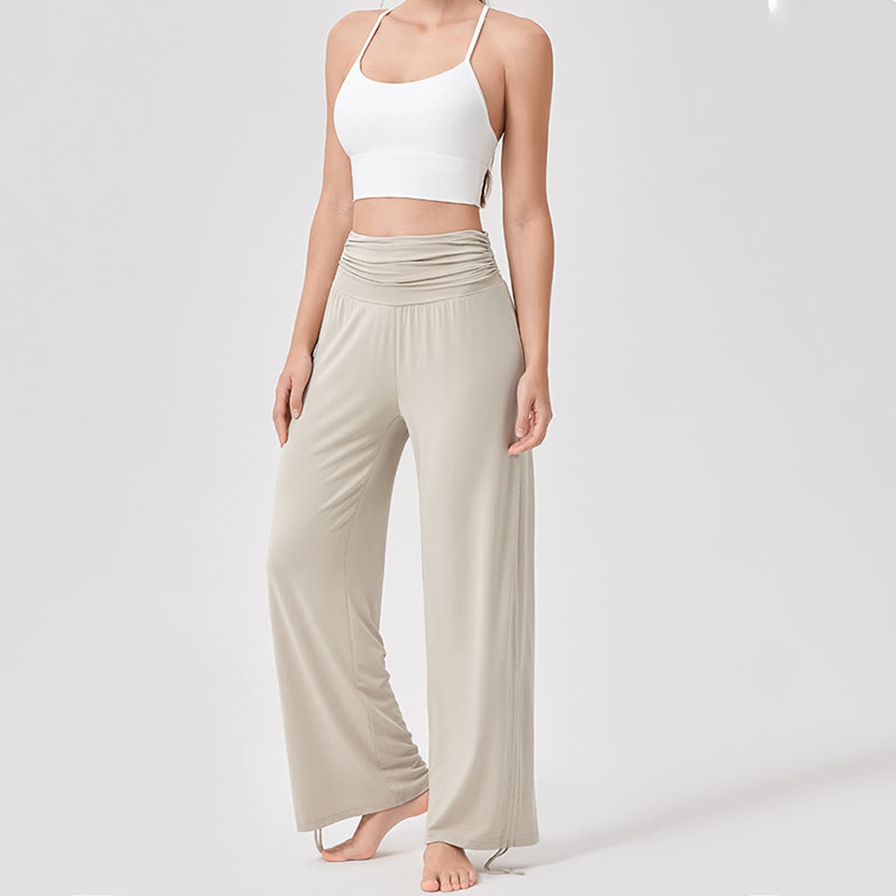 Olivenorma – Yogahose aus Viskose mit hoher Taille und lockerer Passform und Raffung - image 6