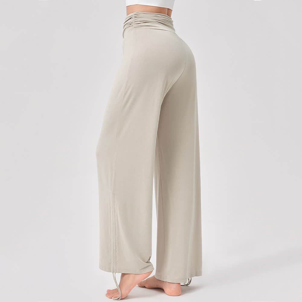 Olivenorma – Yogahose aus Viskose mit hoher Taille und lockerer Passform und Raffung - image 2