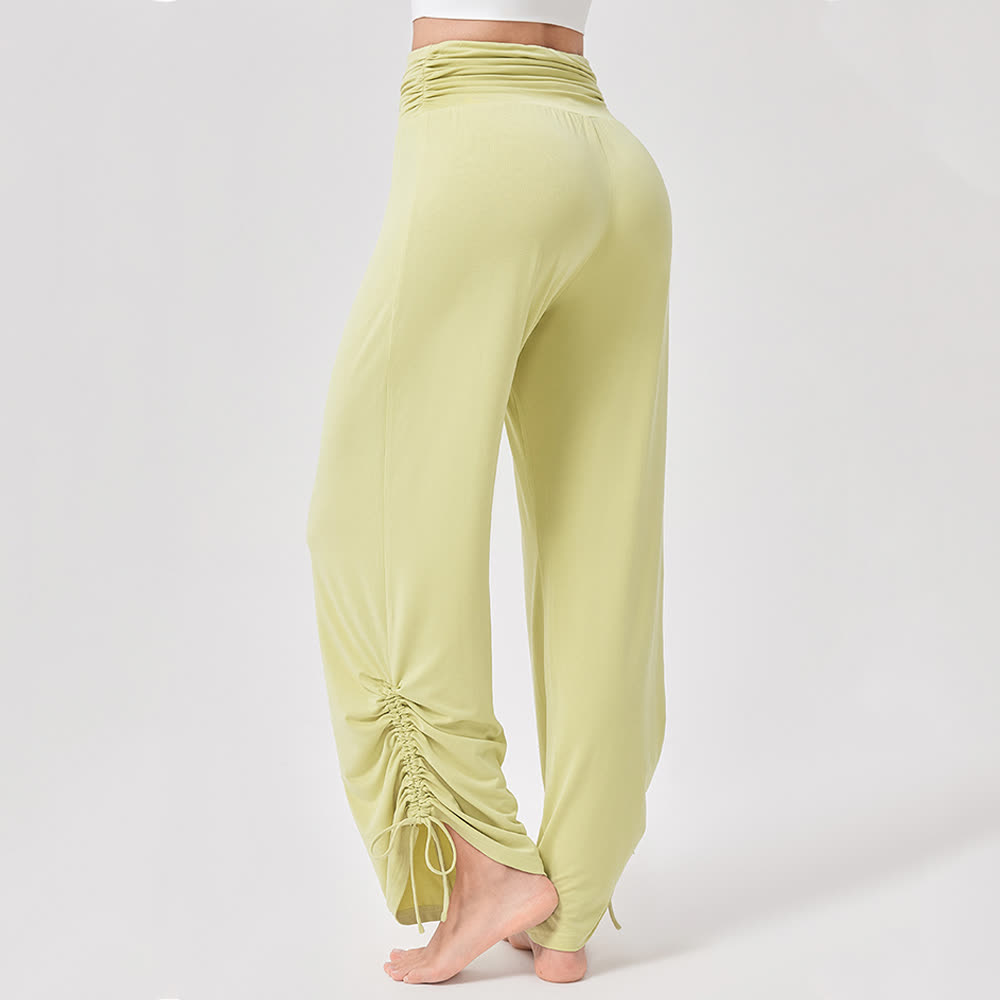 Olivenorma – Yogahose aus Viskose mit hoher Taille und lockerer Passform und Raffung - image 9