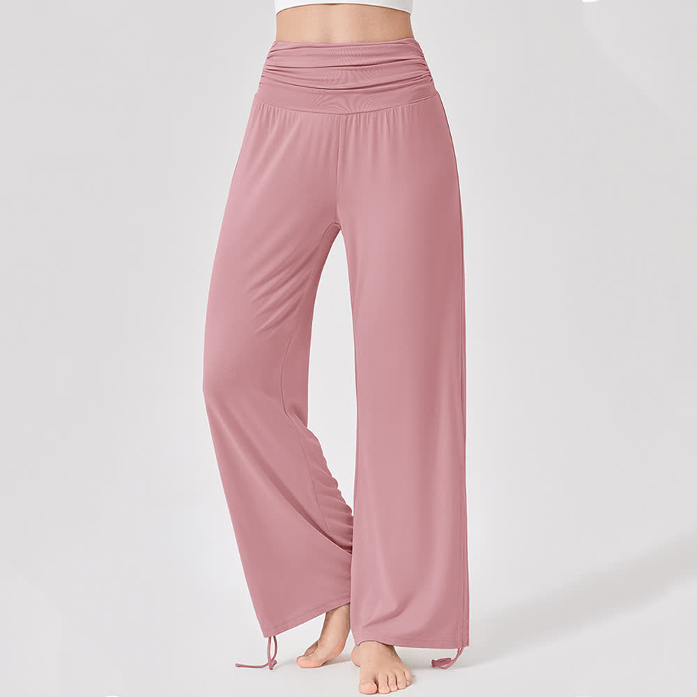 Olivenorma – Yogahose aus Viskose mit hoher Taille und lockerer Passform und Raffung - Rosa - XL - image 22