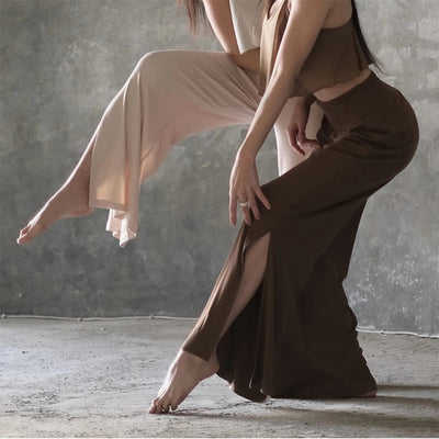 Olivenorma Yogahose aus Baumwolle mit hoher Taille und weitem Bein und Schlitz - image 11
