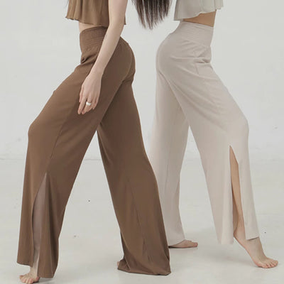 Olivenorma Yogahose aus Baumwolle mit hoher Taille und weitem Bein und Schlitz - image 8