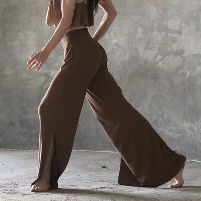 Olivenorma Yogahose aus Baumwolle mit hoher Taille und weitem Bein und Schlitz - image 6
