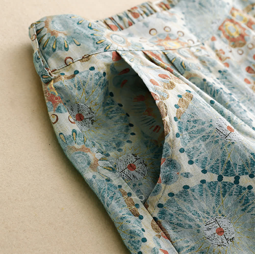 Olivenorma – Lockere, kurze Freizeithose mit weitem Bein und Vintage-Print - image 4