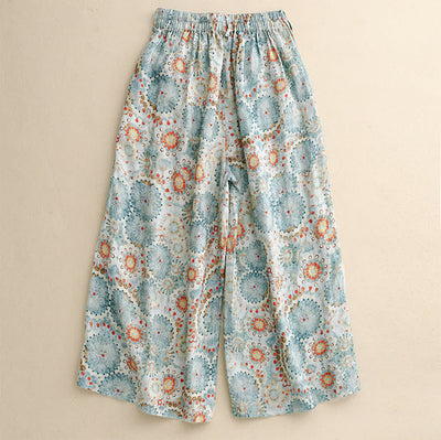 Olivenorma – Lockere, kurze Freizeithose mit weitem Bein und Vintage-Print - image 2