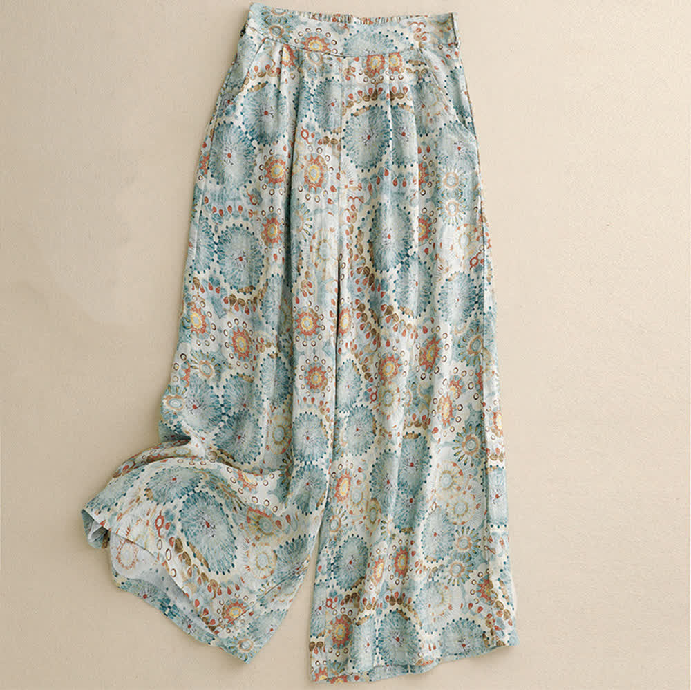 Olivenorma – Lockere, kurze Freizeithose mit weitem Bein und Vintage-Print - 2XL - image 1