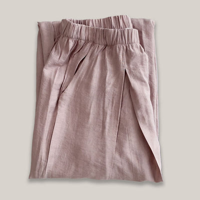 Olivenorma Tencel Baumwollleinen Lockere Yogahose mit weitem Bein - Rosa - L - image 6