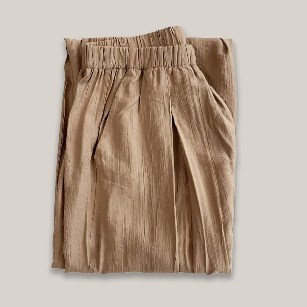 Olivenorma Tencel Baumwollleinen Lockere Yogahose mit weitem Bein - Khaki - L - image 5