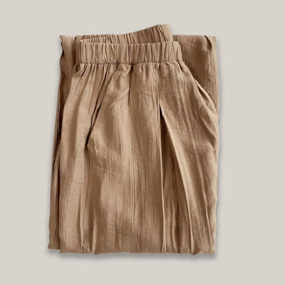Olivenorma Tencel Baumwollleinen Lockere Yogahose mit weitem Bein - Khaki - L - image 5