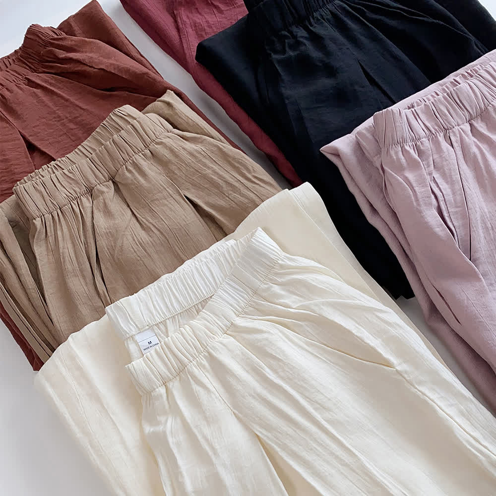 Olivenorma Tencel Baumwollleinen Lockere Yogahose mit weitem Bein - image 14