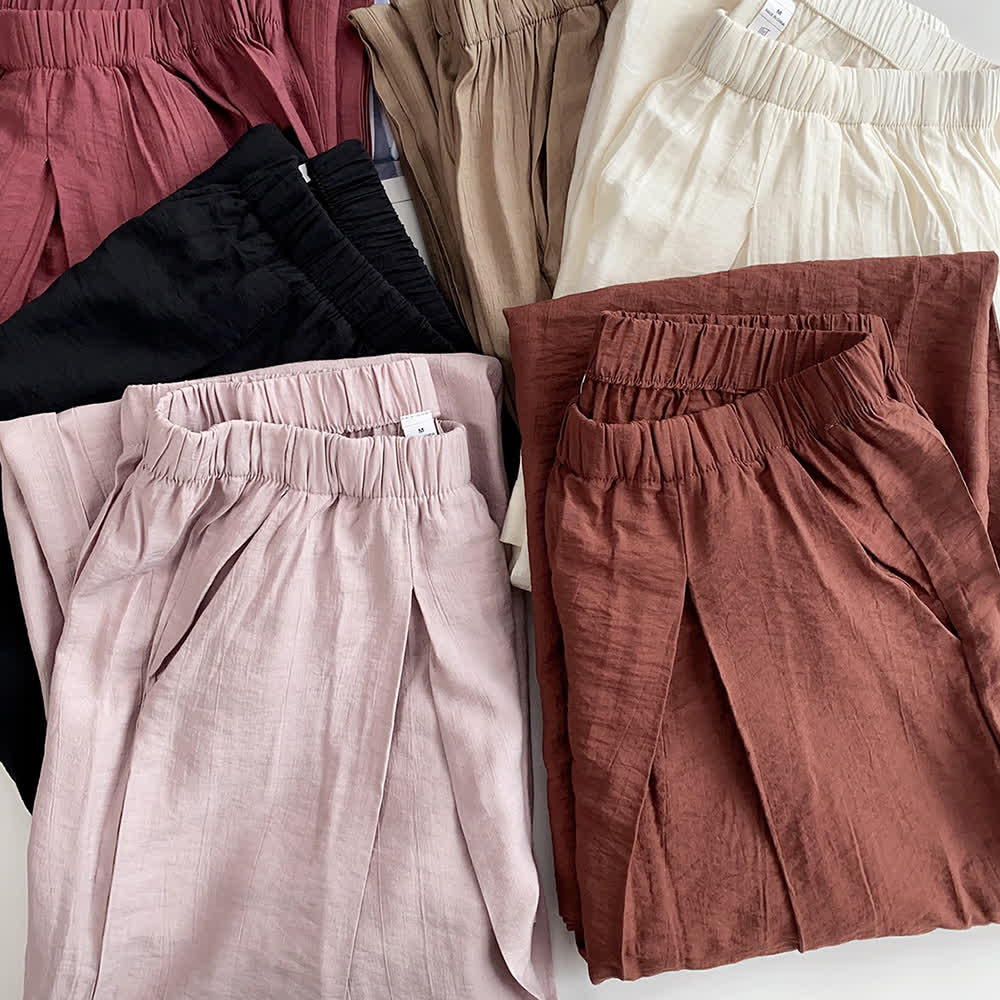 Olivenorma Tencel Baumwollleinen Lockere Yogahose mit weitem Bein - image 15