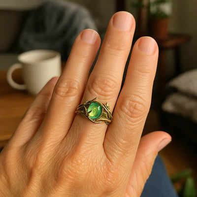 Olivenorma „Verdant Oath“ Grüner Opal-Naturring - image 2