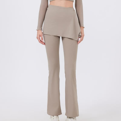 Olivenorma – Leggings mit weitem Bein und ausgestelltem Bein, 2-teiliges Set mit Hüftbedeckung und Yogahose - Beige - XL - image 14