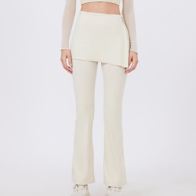 Olivenorma – Leggings mit weitem Bein und ausgestelltem Bein, 2-teiliges Set mit Hüftbedeckung und Yogahose - Weiß - XL - image 11
