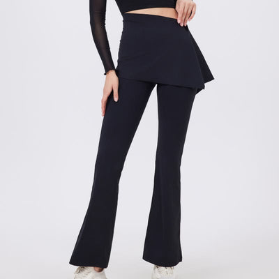 Olivenorma – Leggings mit weitem Bein und ausgestelltem Bein, 2-teiliges Set mit Hüftbedeckung und Yogahose - Schwarz - XL - image 3