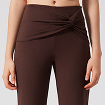 Olivenorma Yogahose mit weitem Bein, lässige Arbeitshose mit Knoten - image 4