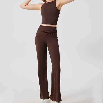 Olivenorma Yogahose mit weitem Bein, lässige Arbeitshose mit Knoten - image 3