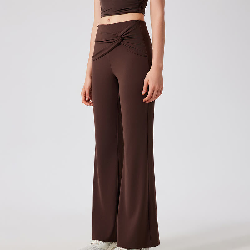 Olivenorma Yogahose mit weitem Bein, lässige Arbeitshose mit Knoten - Kaffee - XL - image 1