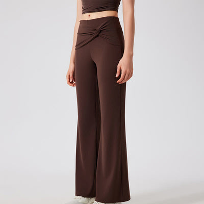 Olivenorma Yogahose mit weitem Bein, lässige Arbeitshose mit Knoten - Kaffee - XL - image 1