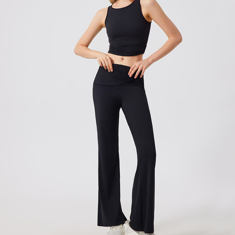 Olivenorma Yogahose mit weitem Bein, lässige Arbeitshose mit Knoten - image 14