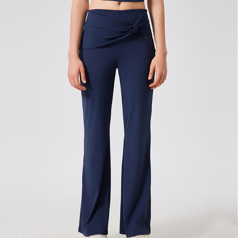 Olivenorma Yogahose mit weitem Bein, lässige Arbeitshose mit Knoten - image 7