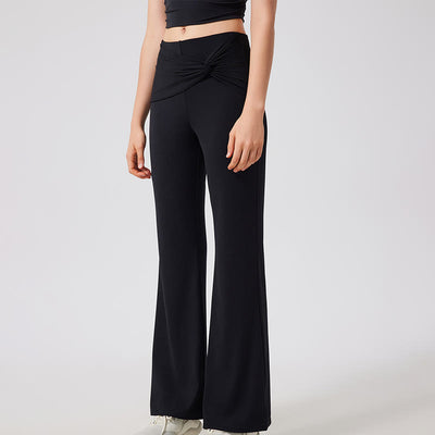 Olivenorma Yogahose mit weitem Bein, lässige Arbeitshose mit Knoten - Schwarz - XL - image 12