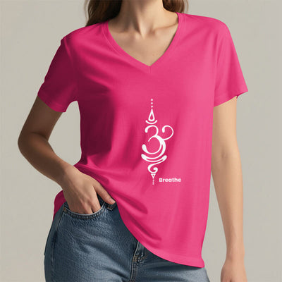 Olivenorma Breathe Symbol Damen-T-Shirt mit V-Ausschnitt, kurzärmelig, Baumwolle, Yoga, Meditation - image 31