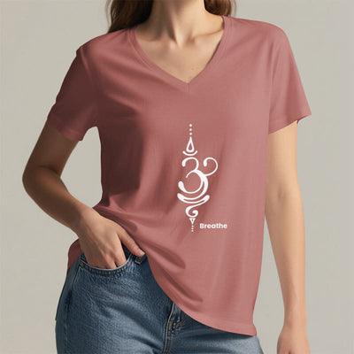 Olivenorma Breathe Symbol Damen-T-Shirt mit V-Ausschnitt, kurzärmelig, Baumwolle, Yoga, Meditation - image 27