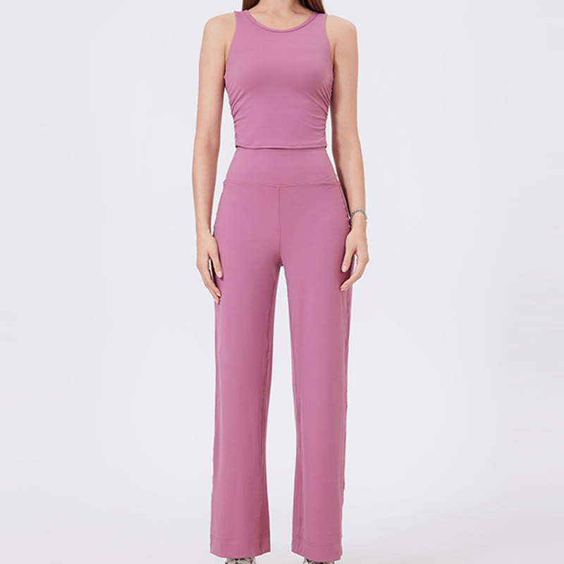 Olivenorma Vielseitige, gerade geschnittene Stretch-Yogahose mit mittlerer Taille - image 3