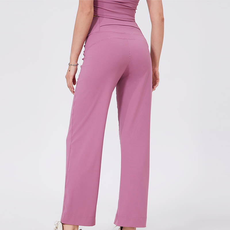 Olivenorma Vielseitige, gerade geschnittene Stretch-Yogahose mit mittlerer Taille - image 2