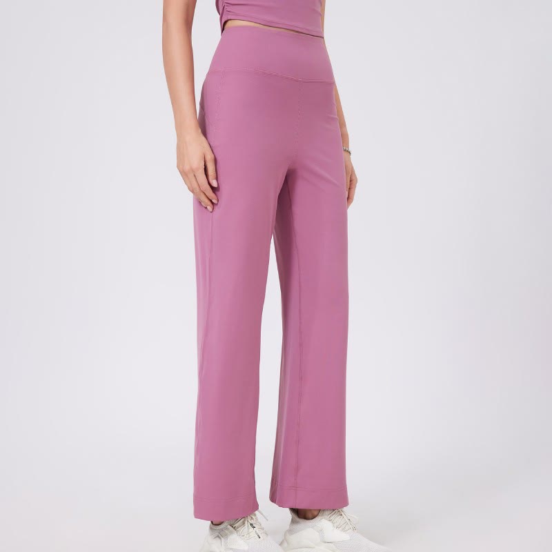 Olivenorma Vielseitige, gerade geschnittene Stretch-Yogahose mit mittlerer Taille - Rosa - XL - image 1