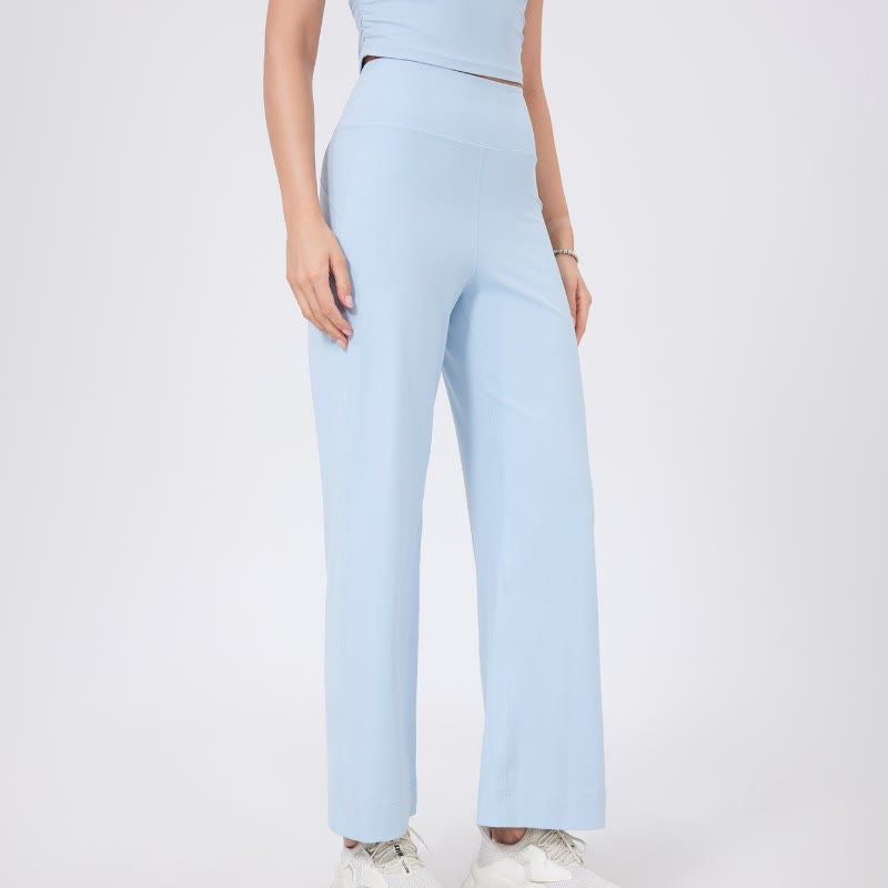 Olivenorma Vielseitige, gerade geschnittene Stretch-Yogahose mit mittlerer Taille - Hellblau - XL - image 6