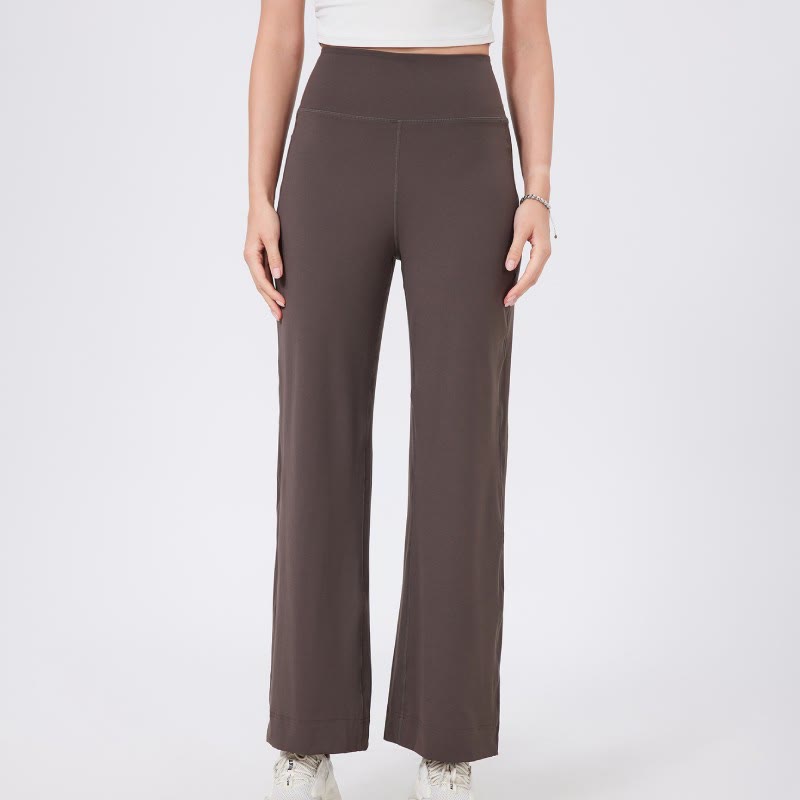 Olivenorma Vielseitige, gerade geschnittene Stretch-Yogahose mit mittlerer Taille - Braun - XL - image 20