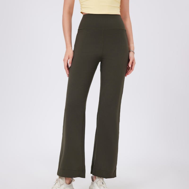 Olivenorma Vielseitige, gerade geschnittene Stretch-Yogahose mit mittlerer Taille - Olivgrün - XL - image 16
