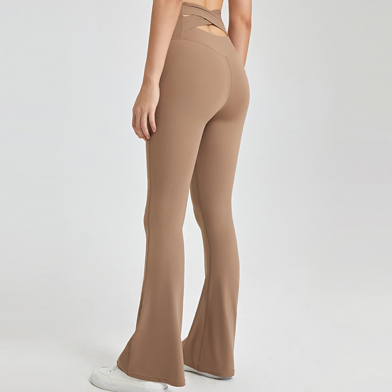 Olivenorma Damen-Workout-Leggings mit ausgestelltem Bein und hoher Taille - Braun - XL - image 1